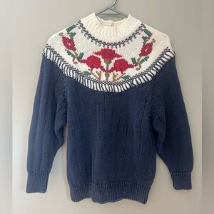 Vintage Liz Thomas Floral Knit Sweater